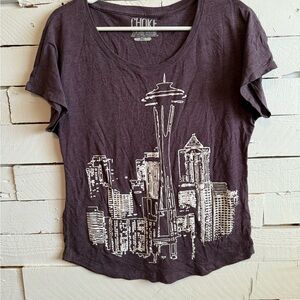 Seattle Women's Dark Purple Cityscape Tee
